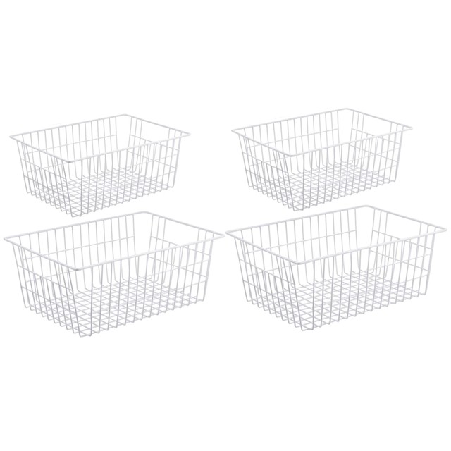 4 Pack Wire Storage Baskets, Farmhouse Metal Wire Basket Freezer Storage  Organizer Bins With Handles(White) - AliExpress